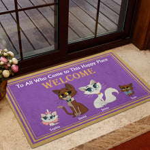 Load image into Gallery viewer, Personalized Family Cat Doormat - Welcome to Our Happy Place Doormat PopCulturePrints
