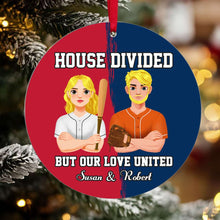 Load image into Gallery viewer, Personalized Baseball Couple Christmas Ornament - House Divided Ornament PopCulturePrints