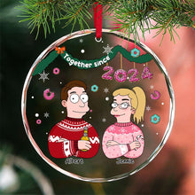 Load image into Gallery viewer, Custom Couple Christmas Crystal Ornament | Unique Holiday Keepsake | Valentine's Day Gifts Ornament PopCulturePrints