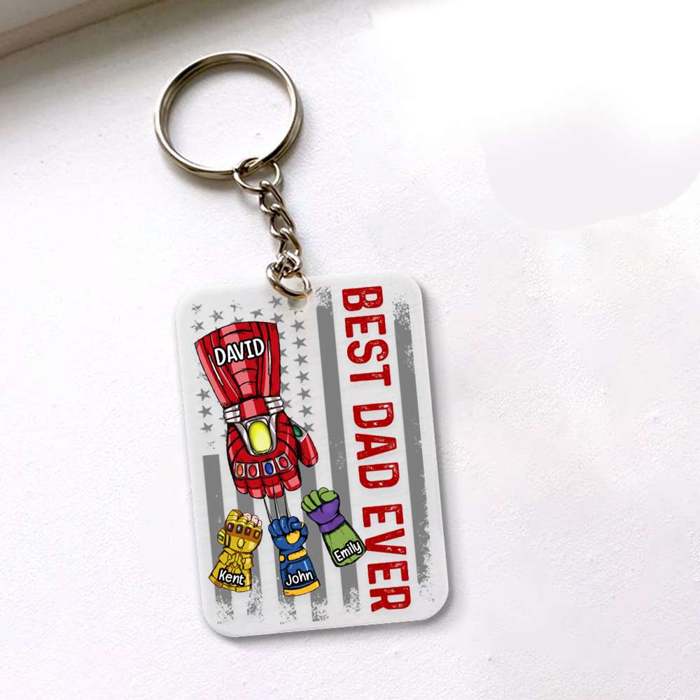 Personalized 'Best Dad Ever' Hero Keychain Keychains PopCulturePrints