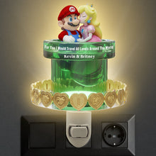 Load image into Gallery viewer, For You I Would Travel All Levels Around The World - Gamer Couples Acrylic Night Light Night Light PopCulturePrints
