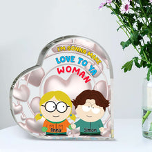 Load image into Gallery viewer, Heart-Shaped Personalized Couple Acrylic Plaque - Valentine's Day Gifts Shaped Plaques PopCulturePrints