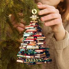 Load image into Gallery viewer, Personalized Christmas Ornament for Book Lovers with Custom Book Club Name Ornament PopCulturePrints