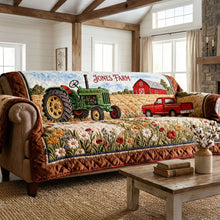 Load image into Gallery viewer, “Nurturing Unity on the Farm” - Personalized Quilted Sofa Cover, Custom Gift for Farmers and Rural Enthusiasts Sofa Cover PopCulturePrints