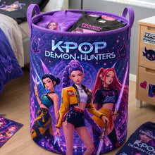 Load image into Gallery viewer, "Unleash Your Inner Heroine with KPOP Demon Hunters" - Personalized Quilted Laundry Basket - Custom Gift for Fans, Kids, and Occasional Artists