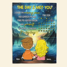 Load image into Gallery viewer, Personalized Cartoon Couple Blanket - The Day I Met You Blanket PopCulturePrints