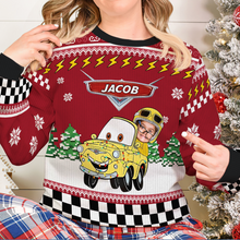 Load image into Gallery viewer, Personalized Family Photo Ugly Sweater - Fun Car Design AOP Products PopCulturePrints