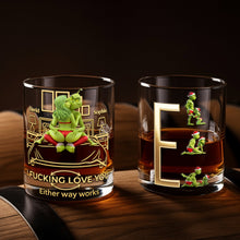 Load image into Gallery viewer, "I F***ing Love You" - Custom Personalized Cheeky Green Couple Round Glass - Perfect Gift for Couples, Friends, or Loved Ones Glass PopCulturePrints