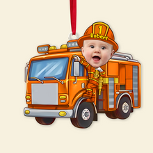Load image into Gallery viewer, Personalized Firefighter Christmas Ornament for Kids - Funny Custom Photo Gift Ornament PopCulturePrints