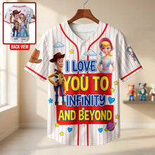 Load image into Gallery viewer, I Love You to Infinity and Beyond - Personalized Couple Baseball Jersey