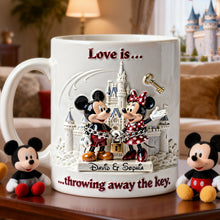 Load image into Gallery viewer, Love is... throwing away the key - Personalized Couple Coffee Mug Coffee Mug PopCulturePrints