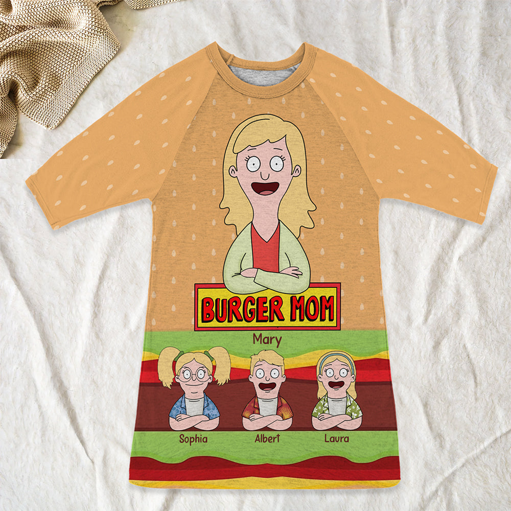 "Celebrate Your Special Mom!" - Personalized Burger Mom Raglan Dress - A Unique Gift for Moms, Grandmas, and More AOP Products PopCulturePrints