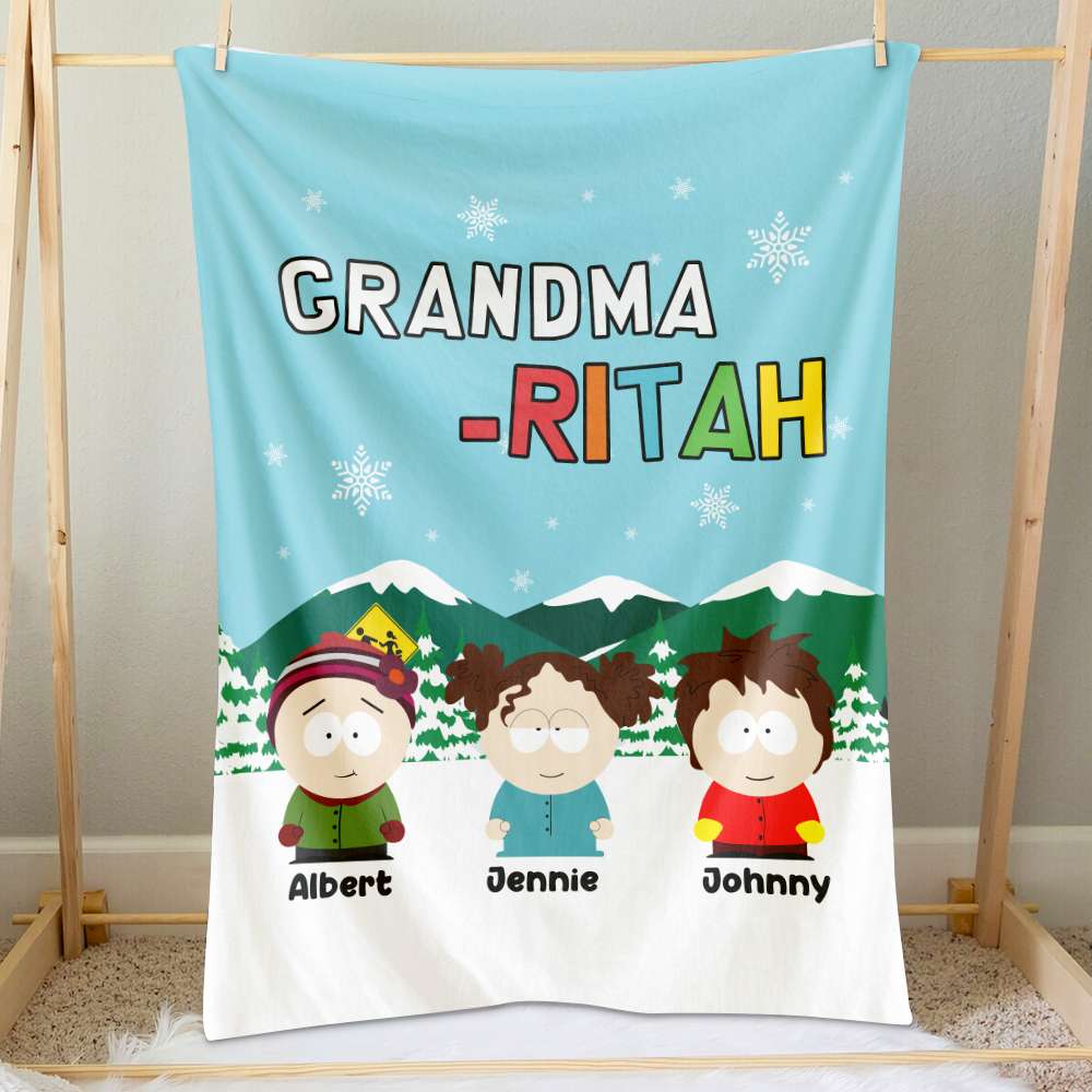 Customized Cartoon Character Blanket for Grandma - Personalized Gift Blanket PopCulturePrints