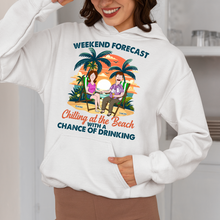 Load image into Gallery viewer, "Weekend Forecast: Chilling at the Beach with a Chance of Drinking" - Personalized Couple Shirt - Perfect Gift for Friends and Loved Ones Shirts PopCulturePrints