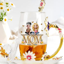 Load image into Gallery viewer, “Together is a Wonderful Place to Be” - Personalized Glass Flower Tea Cup for Mom & Grandma Glass Flower Tea Cup PopCulturePrints