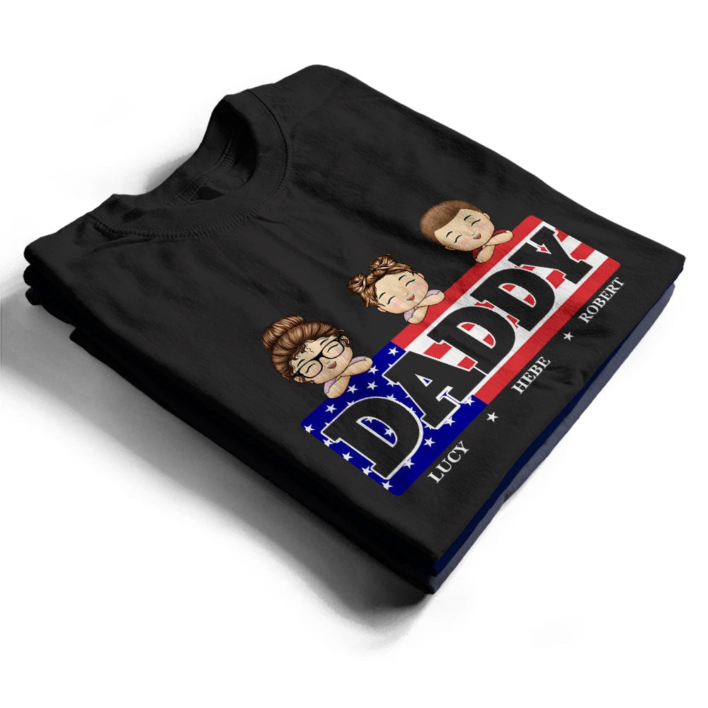 Stars And Stripes Papa T-Shirt - Personalized Custom Gift for Dad, Grandpa, and Father's Day T-shirt PopCulturePrints