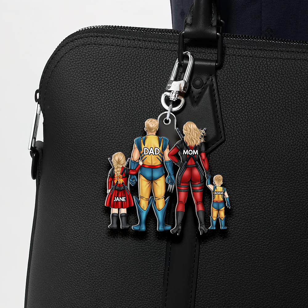 Family Is Our Superpower - Personalized Keychain for Dad, Mom, Kids Keychains PopCulturePrints