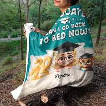 Load image into Gallery viewer, I Graduated, Can I Go Back To Bed Now? - Personalized Fleece Blanket - Perfect Gift for Graduates, Moms, and Grandmas Fleece Blanket PopCulturePrints