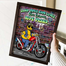 Load image into Gallery viewer, Personalized Cartoon Biker Canvas - Loud Pipes Save Lives Poster & Canvas PopCulturePrints