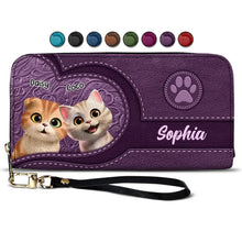 Load image into Gallery viewer, "Make Every Day Pawsome!" - Cute Cats 3D Effect Personalized Leather Long Wallet - A Unique Gift for Cat Lovers, Friends, and Family Leather Long Wallet PopCulturePrints