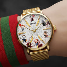 Load image into Gallery viewer, Embrace the Spook! Cute Horror Characters Mesh Straps Watch - Personalized Gift for Horror Movie Lovers Quartz Watch PopCulturePrints
