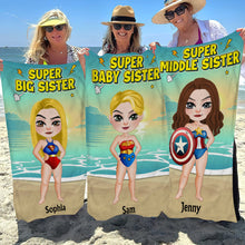 Load image into Gallery viewer, Super Baby Sister Personalized Beach Towel Beach Towel PopCulturePrints