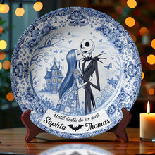 Load image into Gallery viewer, Until Death Do Us Part - Spooky Couple Ceramic Round Plate - Personalized Gift for Couples Ceramic Round Plate PopCulturePrints