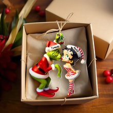 Load image into Gallery viewer, Custom Couples Christmas Ornament - Mistletoe Kiss | Valentine's Day Gifts Ornament PopCulturePrints
