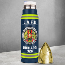 Load image into Gallery viewer, Custom Firefighter Bullet Tumbler - Personalized Fire Station Gift with Name & Number Tumbler Cup PopCulturePrints
