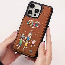 Load image into Gallery viewer, Livin' That Grandma Life - Custom Personalized Leather Flip Wallet Phone Case Leather Flip Wallet Phone Case PopCulturePrints