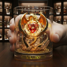 Load image into Gallery viewer, Embrace the Fantasy - Legendary Dragon Dice Round Glass - Personalized Gift for Drinking Lovers Glass PopCulturePrints