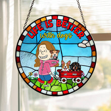 Load image into Gallery viewer, Personalized Stained Glass Ornament | Life Is Better With A Dog Ornament PopCulturePrints