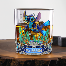 Load image into Gallery viewer, "Dive Into Fun!" - Personalized Scuba Diving Alien Drinking Glass - Unique Gift for Scuba Divers and Ocean Lovers Whiskey Glass PopCulturePrints