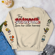 Load image into Gallery viewer, Personalized Halloween Grandma Sweatshirt - Love Her Little Horrors AOP Products PopCulturePrints