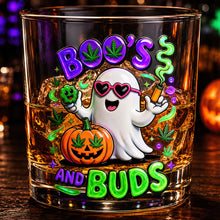 Load image into Gallery viewer, Boo's and Buds: Personalized Halloween Round Glass - Perfect Gift for Stoners and Ghost Lovers Glass PopCulturePrints