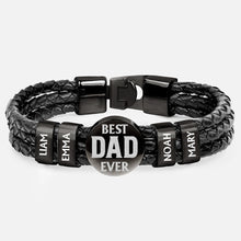 Load image into Gallery viewer, Best Dad Ever - Personalized Leather Braided Bracelet | Unique Gift for Dad, Grandpa, or Stepdad Leather Braided Bracelet PopCulturePrints