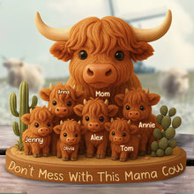 Load image into Gallery viewer, Don't Mess With This Mama Cow - Personalized Highland Cow Plaque for Mom and Grandma Shaped Plaques PopCulturePrints