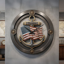 Load image into Gallery viewer, Time to Sail: Personalized Nautical Anchor Acrylic Clock - A Meaningful Gift for Veterans and Maritime Lovers Hanging Wall Clock PopCulturePrints