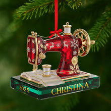 Load image into Gallery viewer, Sewing Machine Ornament - A Heartfelt Gift for Sewing Enthusiasts - Personalized Keepsake Ornament PopCulturePrints