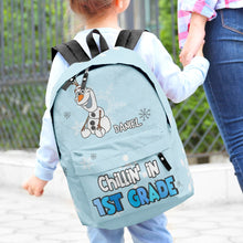 Load image into Gallery viewer, Personalized Snowman Backpack for Kids - 1st Grade Chillin' Backpack PopCulturePrints