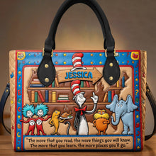 Load image into Gallery viewer, "The more you read, the more you learn" - Personalized Reading Leather Bag for Book Lovers and Teachers Leather Bag PopCulturePrints