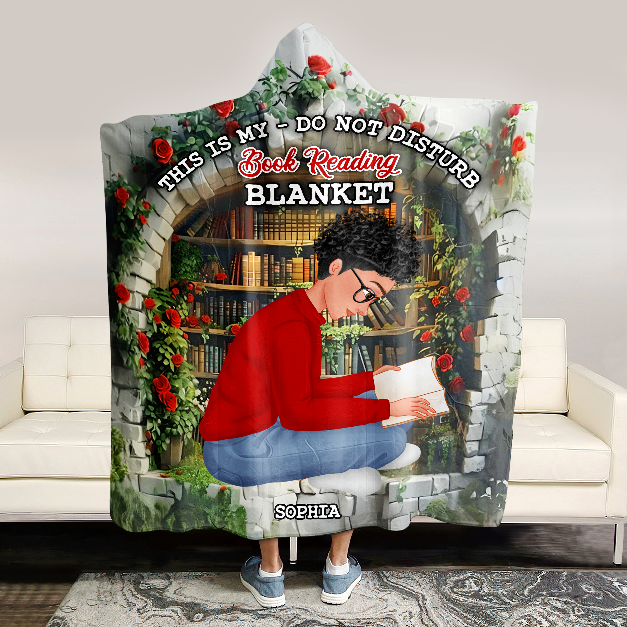Cozy Personalized Book Lover Blanket Hoodie Blanket PopCulturePrints