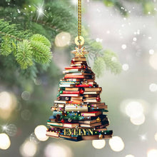 Load image into Gallery viewer, Personalized Christmas Ornament for Book Lovers with Custom Book Club Name Ornament PopCulturePrints