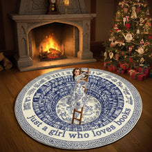 Load image into Gallery viewer, Just a Girl Who Loves Books - Personalized Christmas Gift for Book Lovers - Quilted Round Mat Doormat PopCulturePrints
