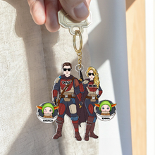 Load image into Gallery viewer, Galactic Family Personalized Keychain - Custom Space Adventure Gift Keychains PopCulturePrints