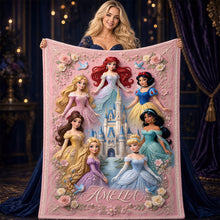 Load image into Gallery viewer, "Every Little Princess's Dream Come True" - Lovely Fairy Tale Princesses Blanket - Personalized Gift for Kids Blanket PopCulturePrints
