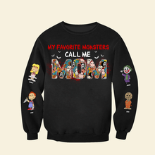 Load image into Gallery viewer, Personalized Mom Gift - My Favorite Monsters Call Me Mom Sweatshirt AOP Products PopCulturePrints