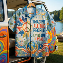 Load image into Gallery viewer, Imagine All the People Living Life in Peace - Personalized Hawaiian Shirt for Peace Lovers Hawaiian Shirts PopCulturePrints