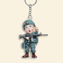 Load image into Gallery viewer, Custom Military Kid Keychain - Personalized Gift for Young Warriors Keychains PopCulturePrints