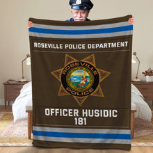 Load image into Gallery viewer, Custom Police Blanket - Personalized Police Department Logo Gift Blanket PopCulturePrints